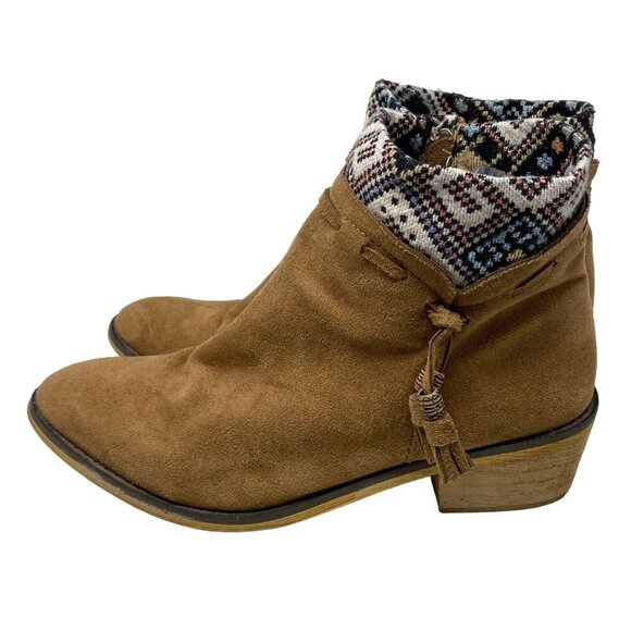 MiiM Boots Venture Ankle Suede Leather Almond Toe Boho Hippie Size 7.5 Brown - Picture 3 of 12